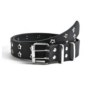 Punk Hollow Star Pu Leather Waist Belt Fashion Five Pointed Star Double Row🥳